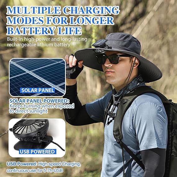 🏆 50K+ SOLD! ⚡2025 New Ultralight Solar Fan Sun Hat – Lighter Than a Baseball!⚾(Only 11oz)