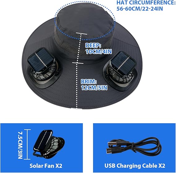 🏆 50K+ SOLD! ⚡2025 New Ultralight Solar Fan Sun Hat – Lighter Than a Baseball!⚾(Only 11oz)